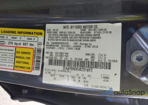 2018 Ford Fusion Se from USA, damaged, VIN 3FA6P0HD0JR201692